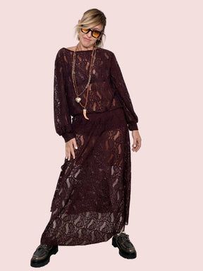 SOUVENIR - GONNA LACE ELEGANCE D38N1467/ VINO SOUVENIR 