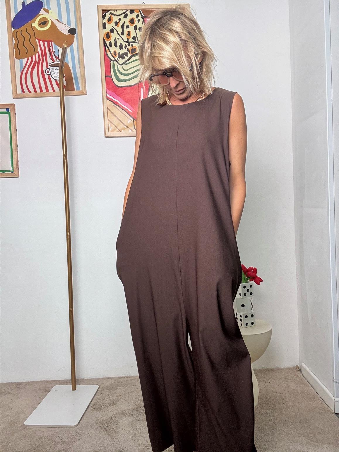 SUSY STAR - Tuta Ampia con Bretelle  Libertà, Comodità e Stile in un Solo Gesto MORO ST88081FIO/ MORO SUSY STAR 