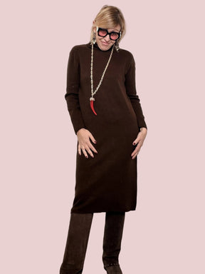 Abito Midi Collo Alto Linea Morbida MORO ZS3077/ MORO FEMALE 