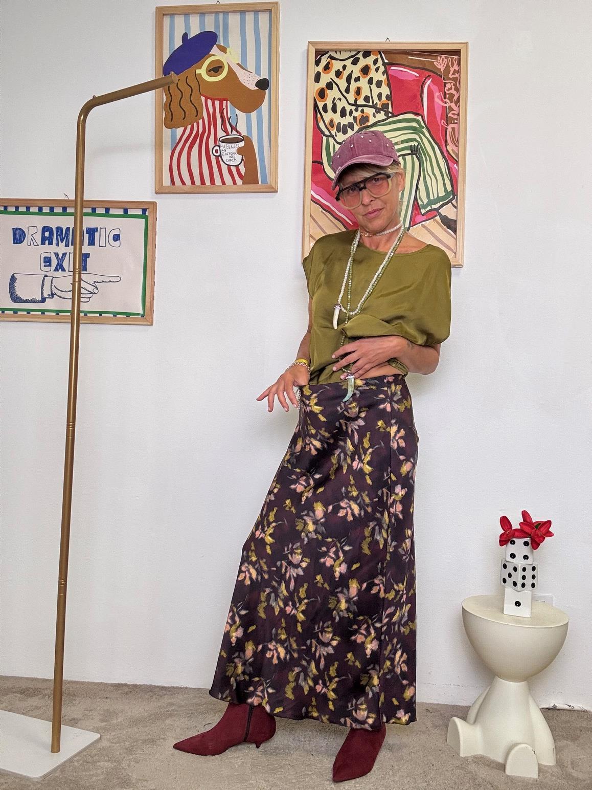 SUSY MIX - GONNA LUNGA FLOREALE  UN FIORE DI STILE G63111GX1184/ VINO SUSY MIX 