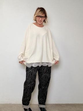 SUSY STAR - Maglia Maxi Lace  il nero chic che fa subito figura ST78327P/ CREMA SUSY STAR 