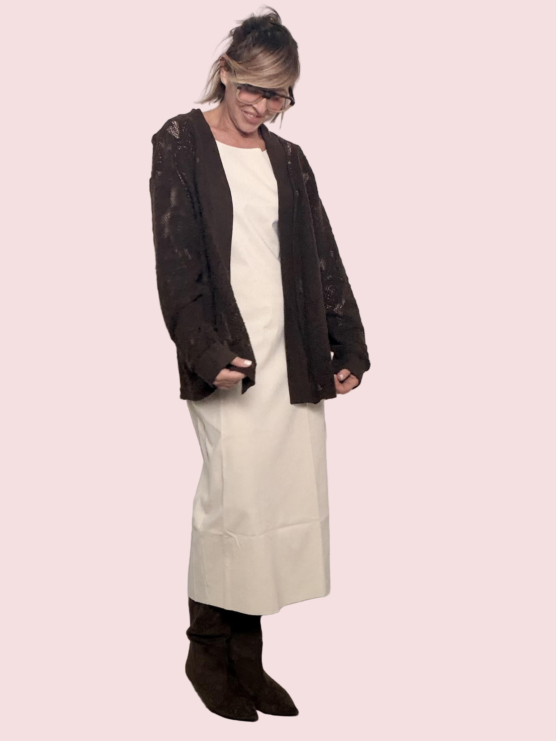 DEJA VU - Cardigan Lace Soft  romantico, leggero e super raffinato A25RH611/ MORO DEJA VU 