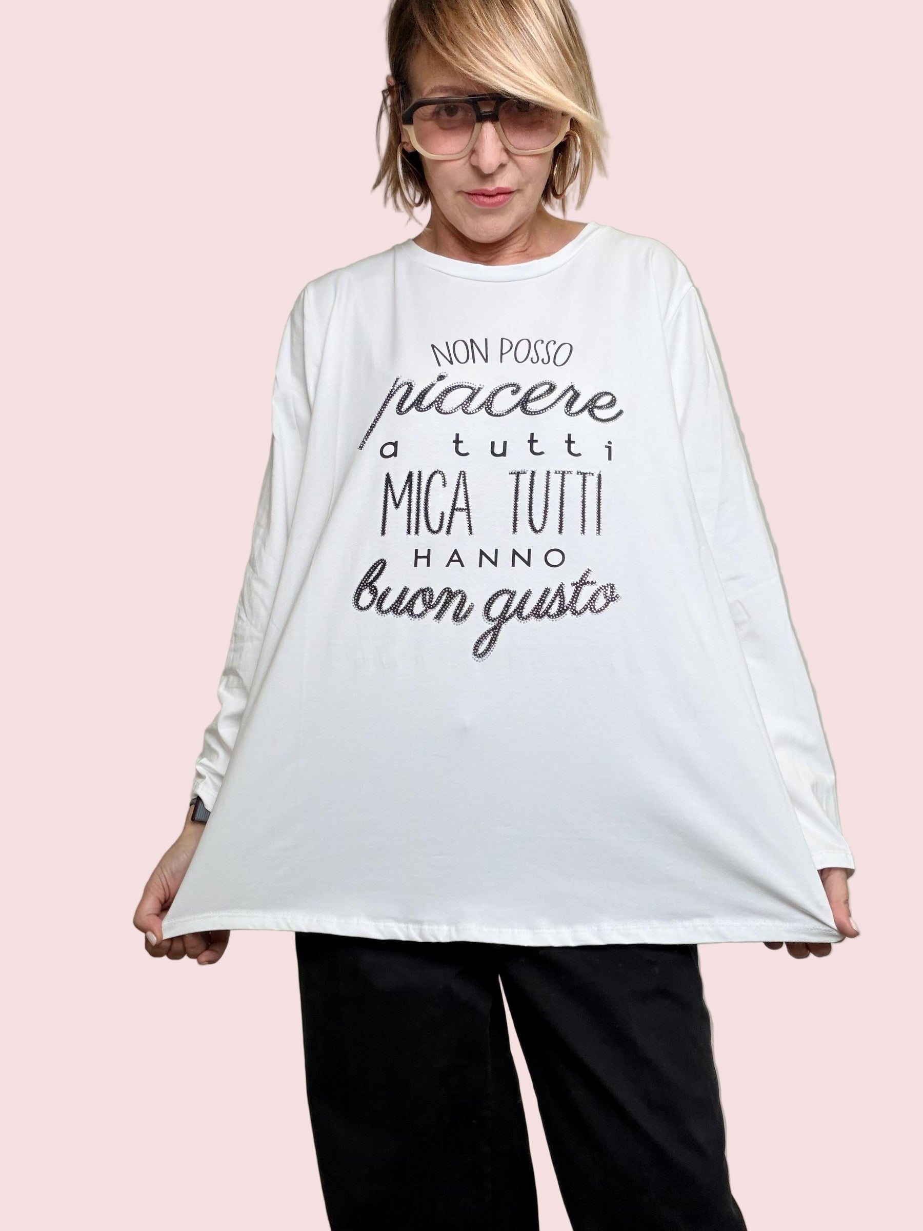 SUSY STAR - T-shirt Ironica Good Vibes STL12/ BIANCO SUSY STAR 