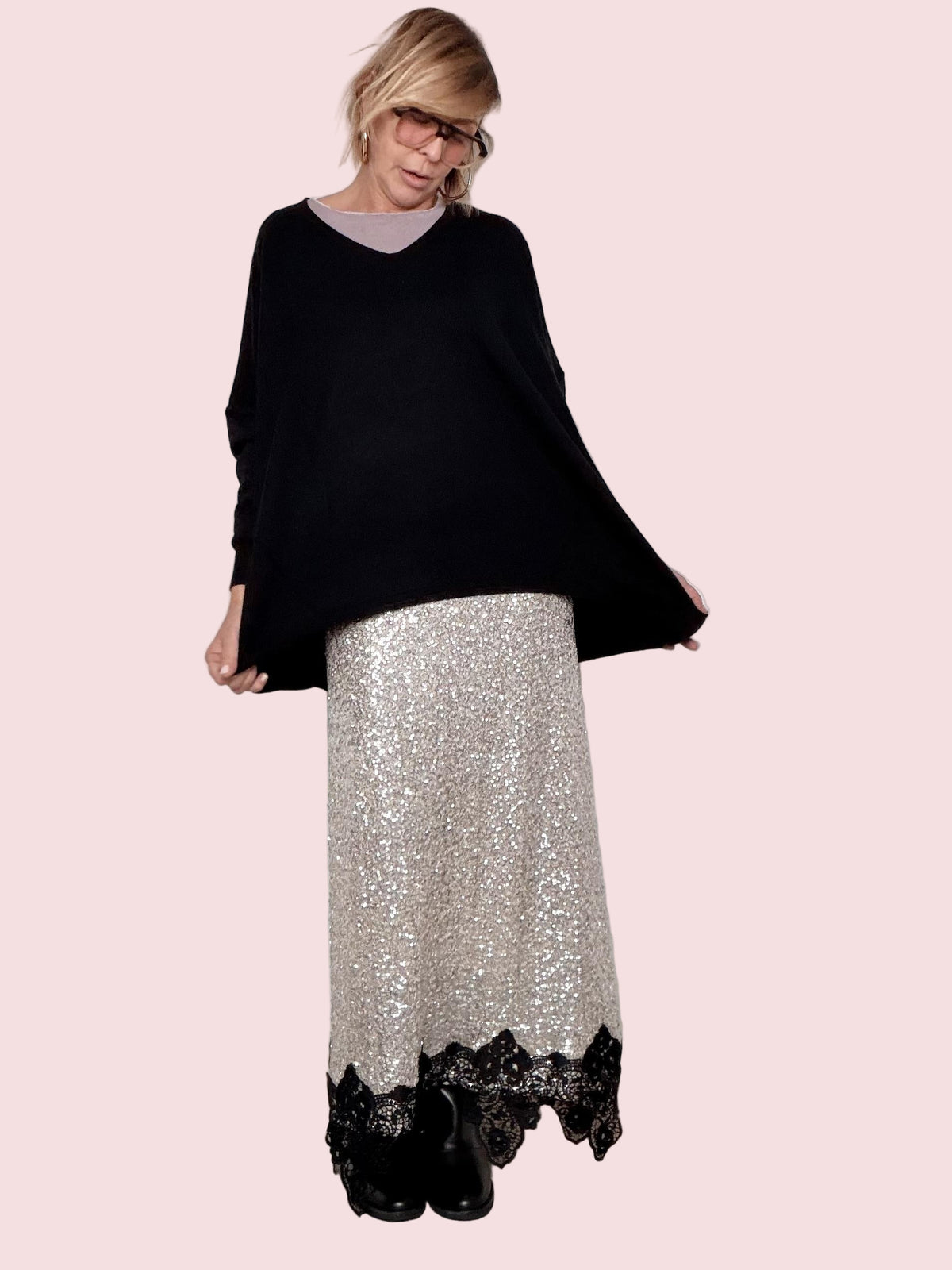 DEJA VU- Maglia donna  oversize e trendy NERO A25IL404/ NERO DEJA VU 