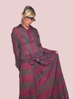 DEJA VU -DEJA VU - Gonna lunga a righe  comodità e stile boho-chic bordeaux A25IS301/ BORDEAUX DEJA VU 