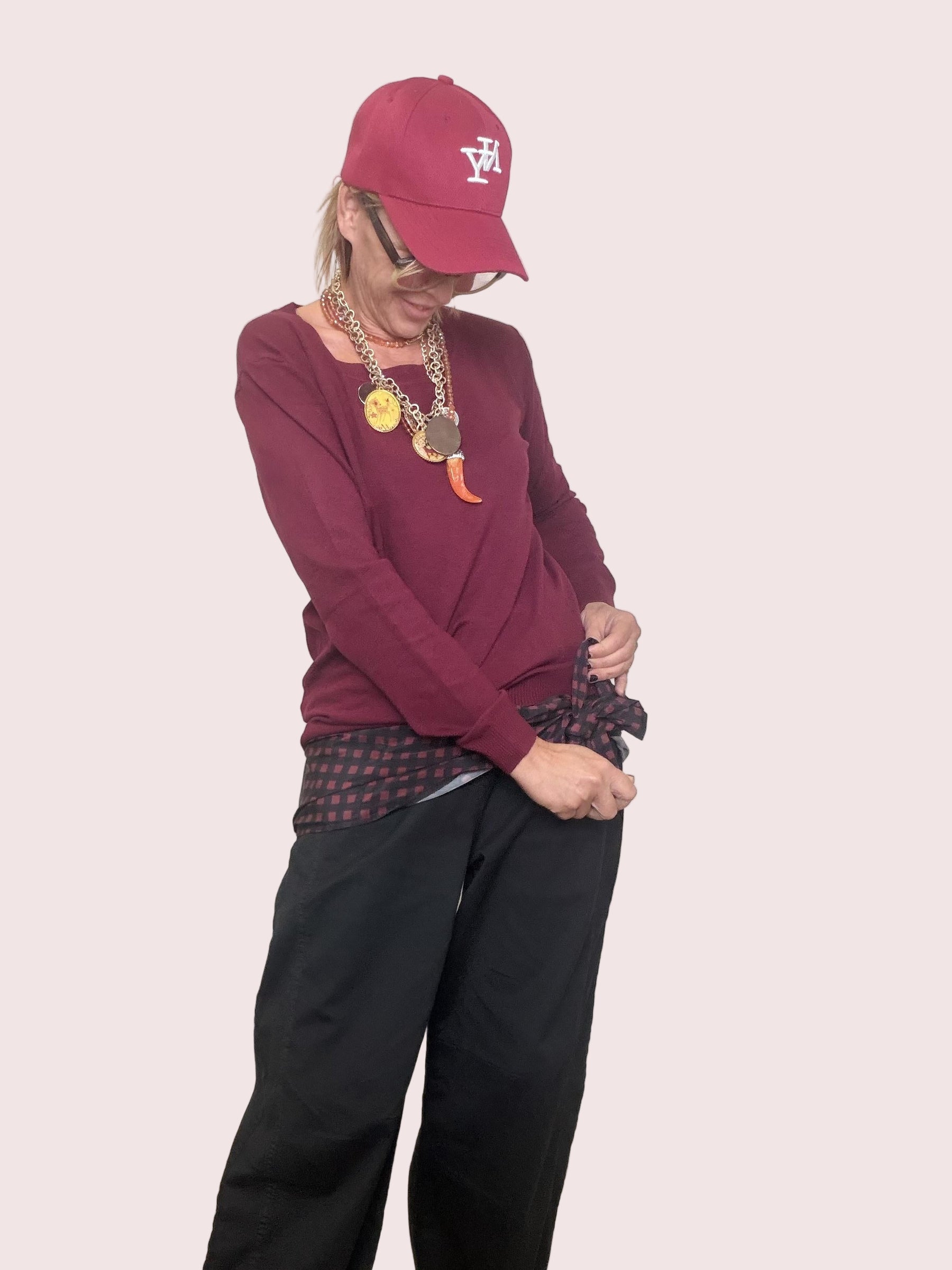 SUSY STAR - Pantalone over in cotone con cintura bandana nero ST3115/ NERO SUSY STAR 