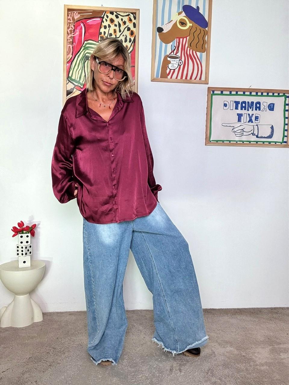 SUSY STAR - Camicia oversize lampone viscosa  Eleganza minimal STC273CU/ LAMPONE SUSY STAR 