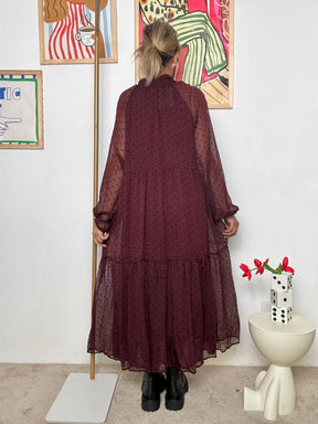 FEMALE - Abito Pois e Poesia  Romantico, Svolazzante, Iconico BORDEAUX W5903/ BORDEAUX FEMALE 