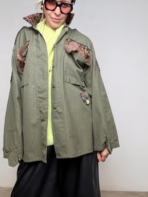 Camicia vintage  carattere deciso e stile unico U7 PAILETTES/ VERDE MILITARE FEMALE 