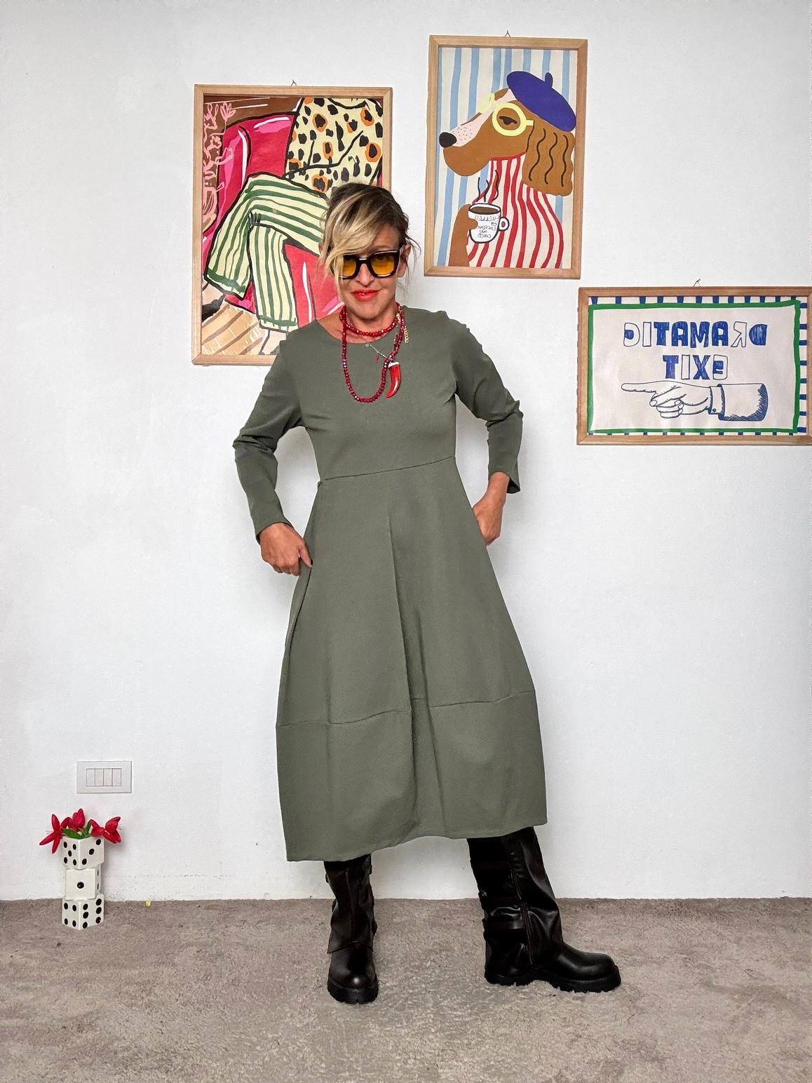 FEMALE - Abito Over con Taglio a Balze salvia 36190LMB/ SALVIA FEMALE 