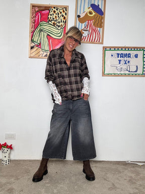 have one - Camicia over a quadri con maniche pizzo CSO-P024/ CHECK MORO HAVE ONE 