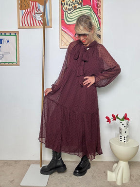 FEMALE - Abito Pois e Poesia  Romantico, Svolazzante, Iconico BORDEAUX W5903/ BORDEAUX FEMALE 