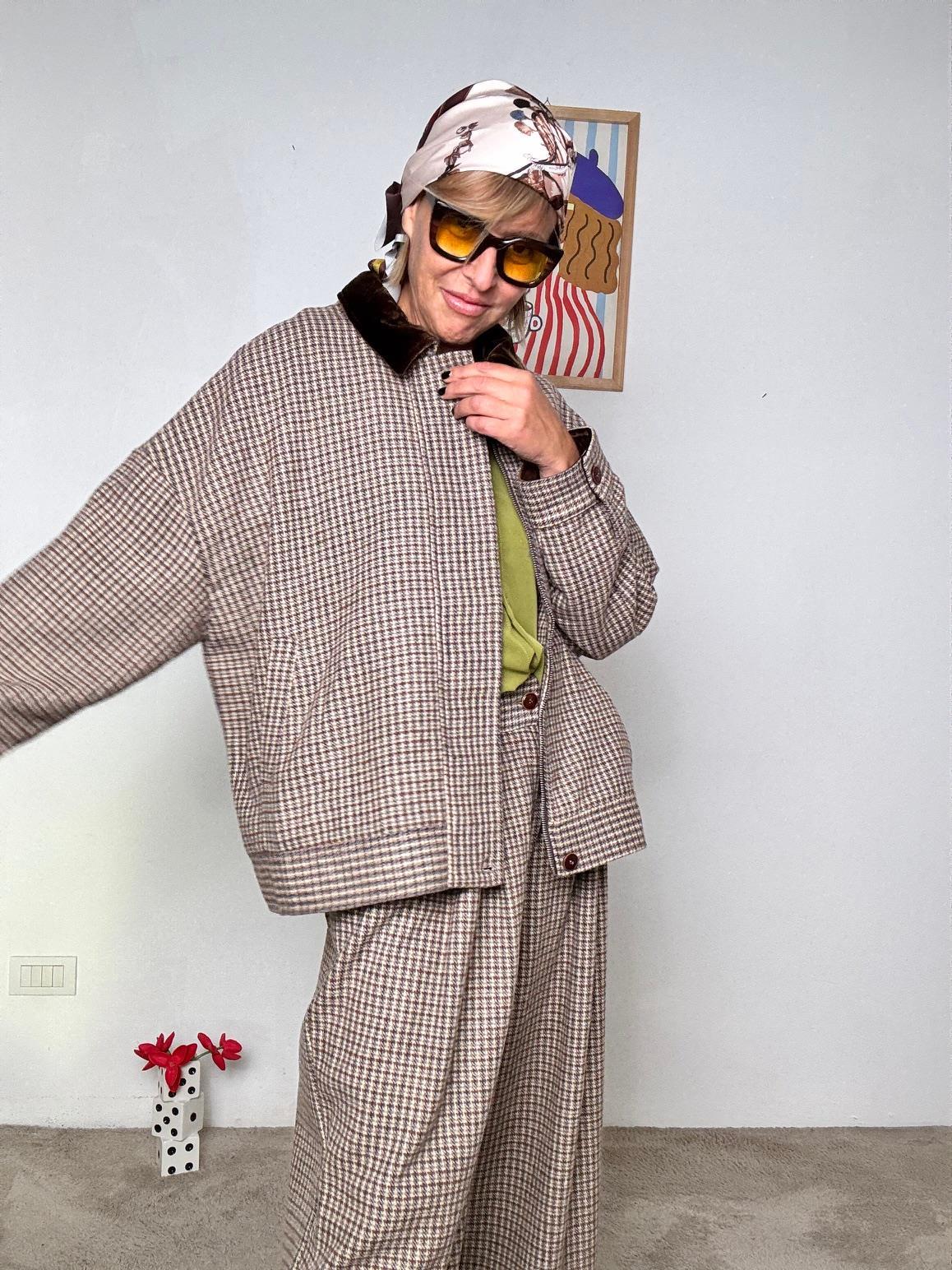 FEMALE - Giacca leggera fantasia check  elegante e versatile WM2572/ MORO FEMALE 