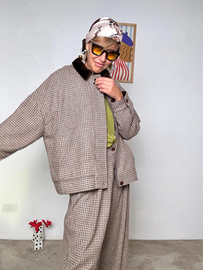 FEMALE - Giacca leggera fantasia check  elegante e versatile WM2572/ MORO FEMALE 