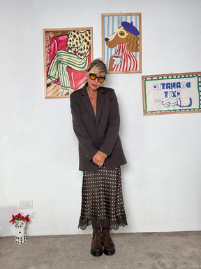 HAVE ONE  - Giacca moro punto Milano over donna  elegante, comoda e super versatile JMI-P028/ MORO HAVE ONE 