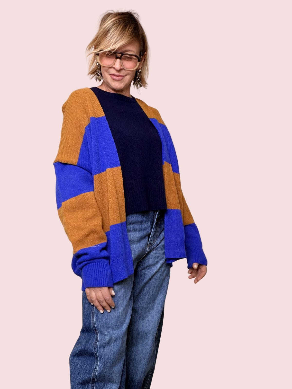 SOUVENIR- Cardigan Maxi Stripes  il coccoloso che illumina loutfit F34O0044/ ROYAL SOUVENIR 