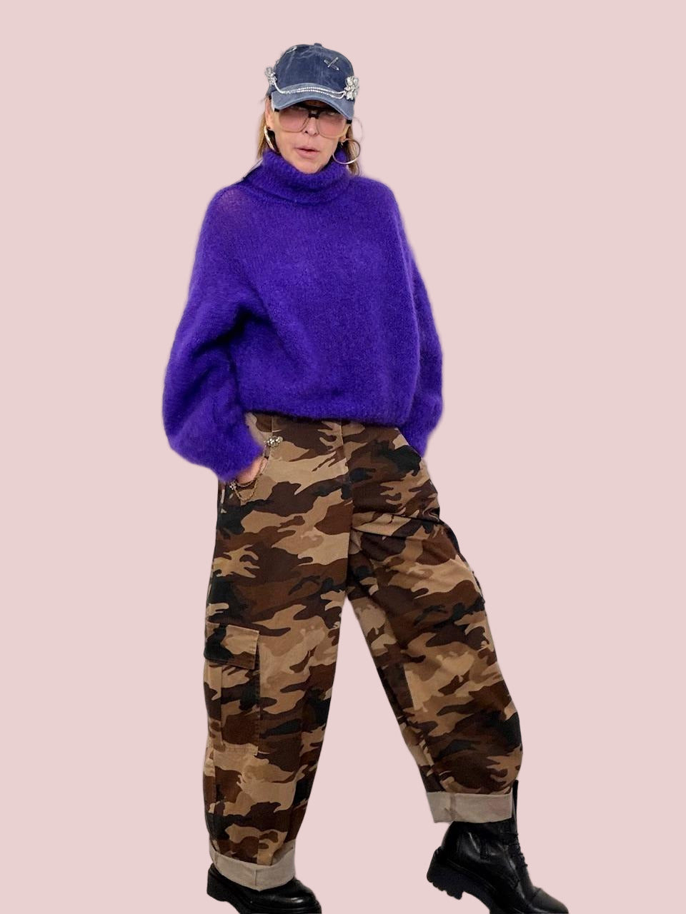 PHILIA LOFT - PANTALONE CARGO CAMO CHIC V01A0774/ MIMET MOKA PHILIA LOFT 