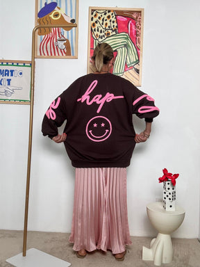 FEMALE - Felpa Oversize "Happy Mood"  Comfort con Personalità! MORO R51109/ MORO FEMALE 