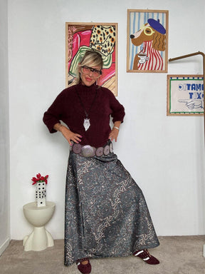 FEMALE - Gonna lunga fantasia jacquard donna  elegante, comoda e super chic 33832YDMR-2/ MORO/BOTTIGLIA FEMALE 