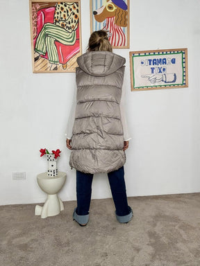 DEJA VU - Gilet piumino bianco donna con fodera animalier  pratico, trendy e super versatile TORTORA A25SO801/ TORTORA DEJA VU 