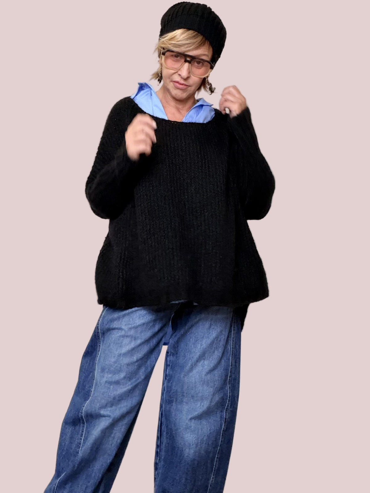 FEMALE - Maglia Chunky Cocoon  la maxi morbidezza che ti avvolge KS-3001/ NERO FEMALE 