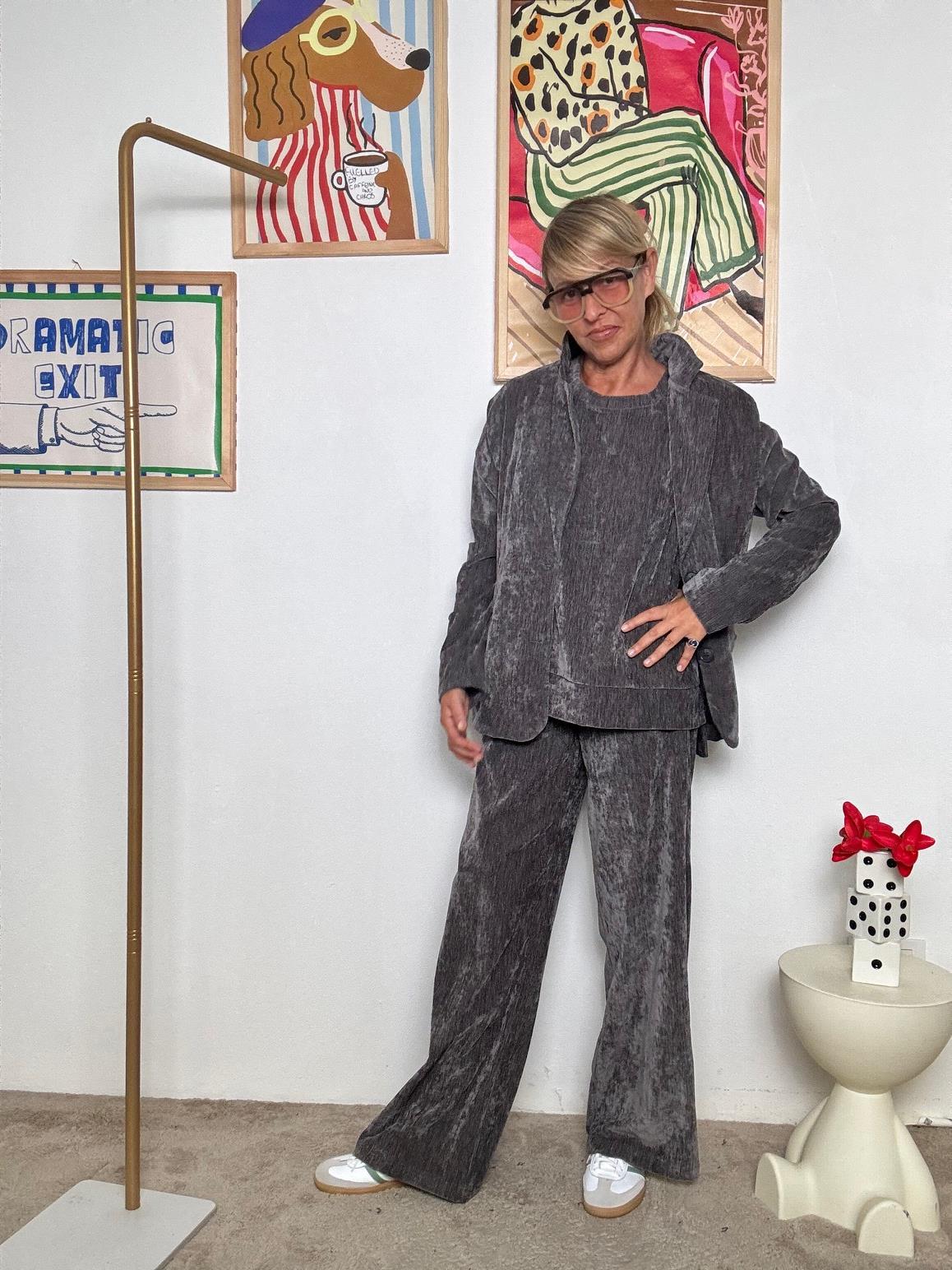 DEJA VU - Giacca donna in  ciniglia  Stile comfy chic per ogni occasione MORO A25LU611/ GRIGIO DEJA VU 