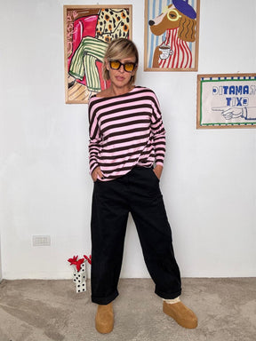 FEMALE - T-shirt Marinière Chic rosa 1282TW/ RIGA NERA FEMALE 