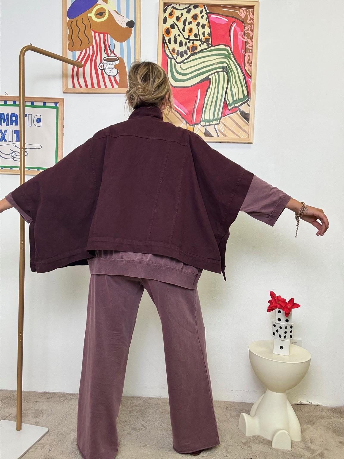 FEMALE - Poncho in Denim Bordeaux Urban Cape G11848/ BORGOGNA FEMALE 
