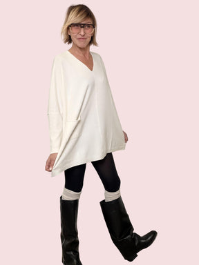 SUSY STAR - Maglia over con tasca CREMA ST78407/ CREMA SUSY STAR 