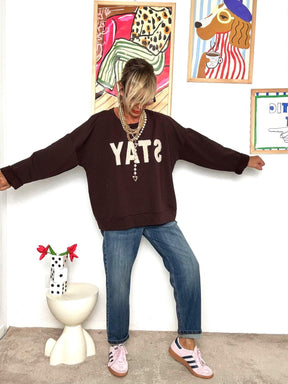 DEJA VU - Felpa oversize con scritta + jeans relaxed fit  look casual e cool A25RU404/ MORO DEJA VU 