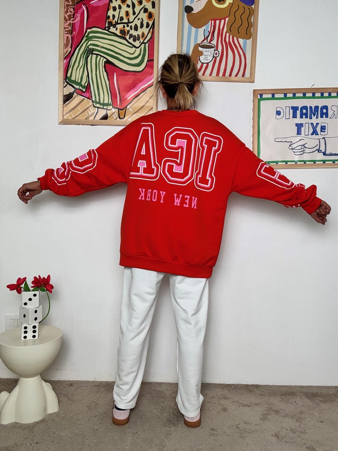 FEMALE - Felpa Oversize NYC College Mood  Comoda, Cool, Inarrestabile ROSSO R51093/ ROSSO FEMALE 