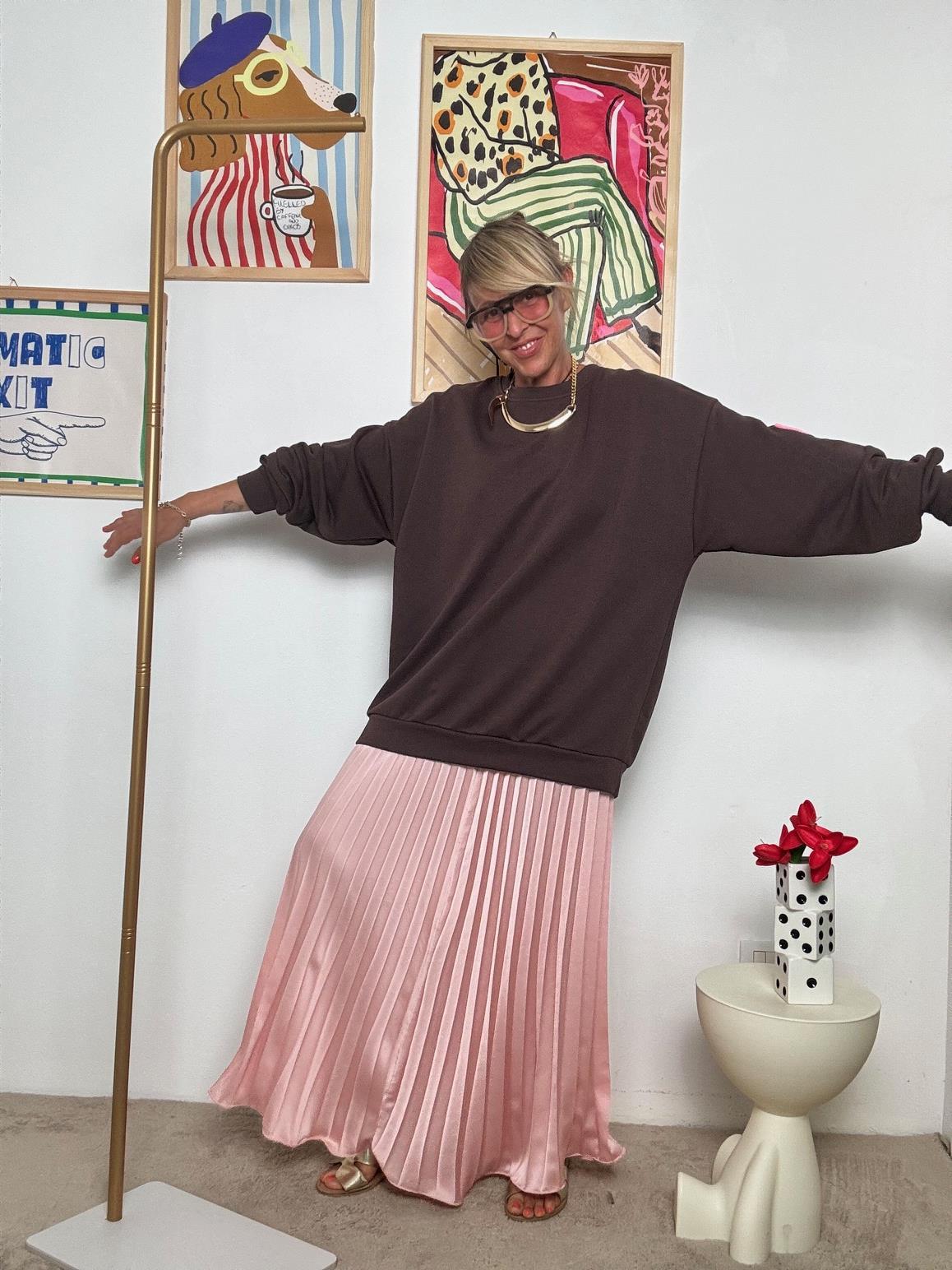 FEMALE - Felpa Oversize "Happy Mood"  Comfort con Personalità! MORO R51109/ MORO FEMALE 