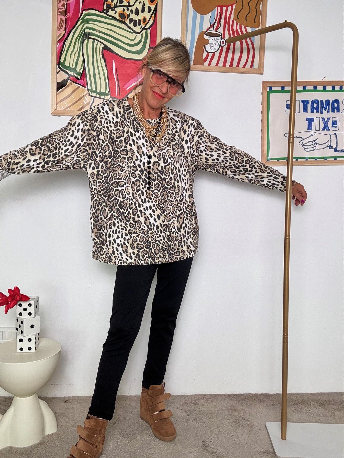 SUSY STAR - Maglia oversize leopardata  Stile animalier ST50155/ BURRO SUSY STAR 