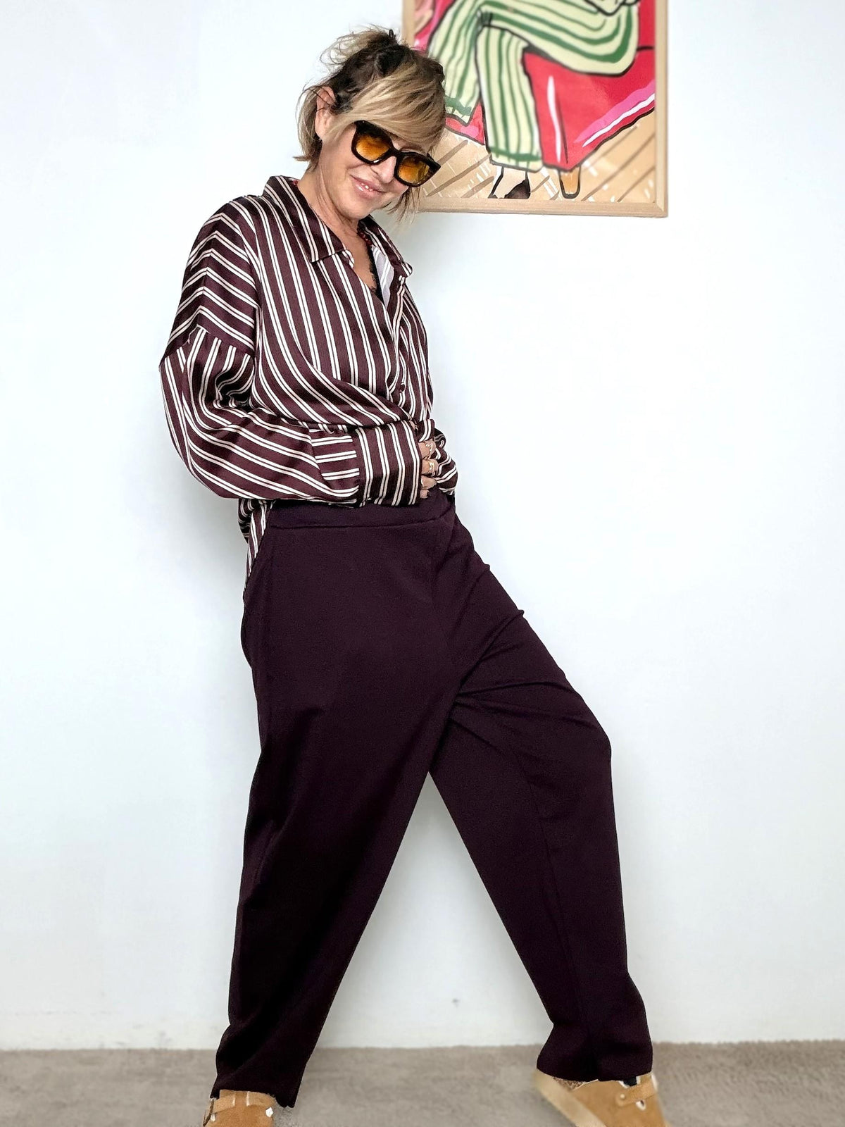 SUSY STAR - Pantalone in Punto Milano Easy Chic VINO STSY0345/ VINO SUSY STAR 