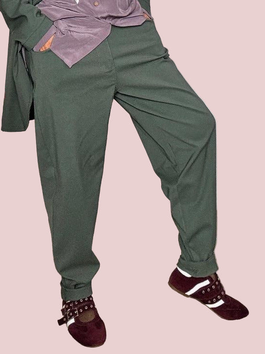 DEJA VU-  Pantaloni in bengalina  comfort, stile e versatilità in un solo capo verde A25UN203/ VERDE DEJA VU 