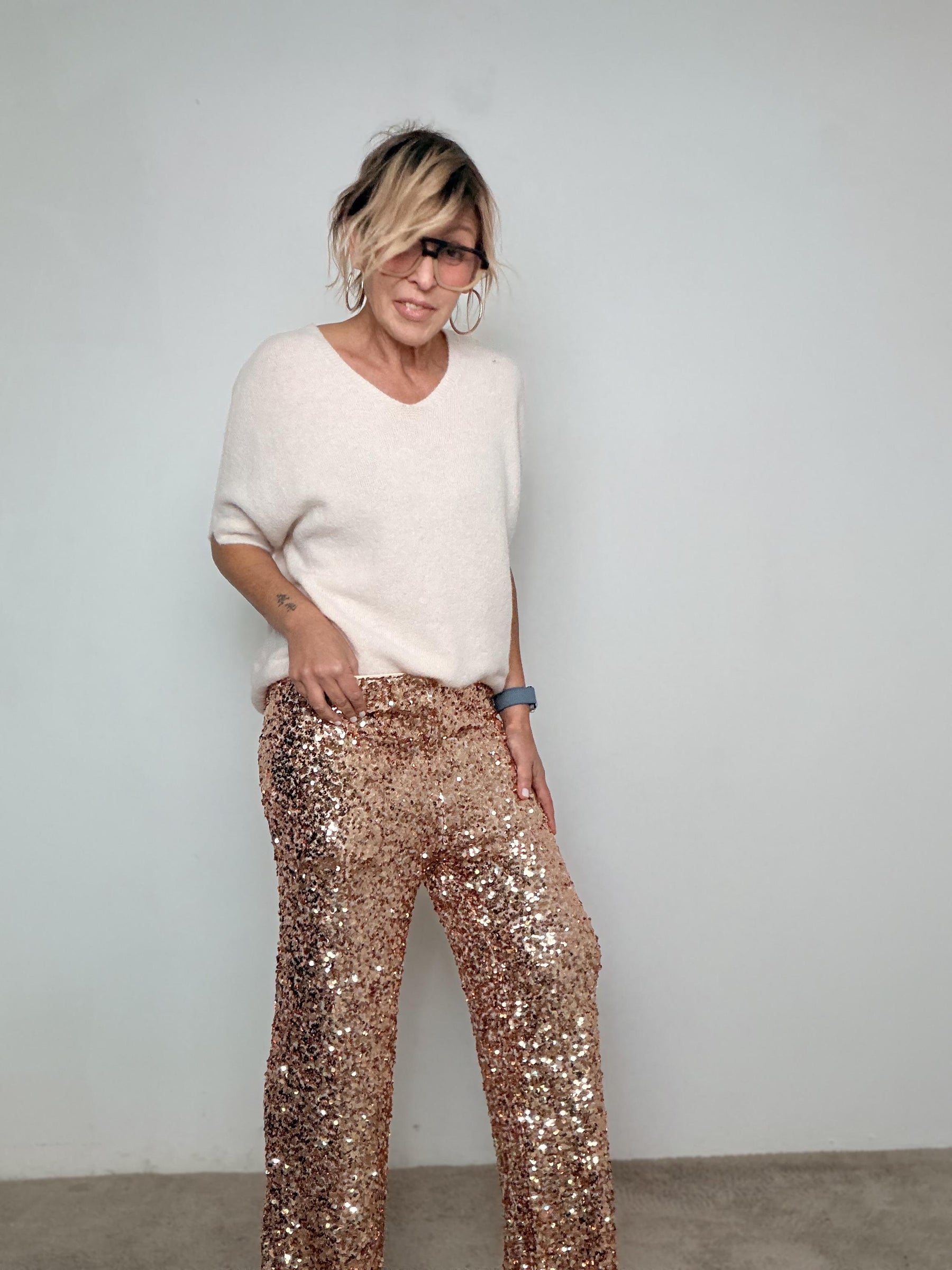 FEMALE - Pantalone Full Sparkle P18108/ ORO FEMALE 