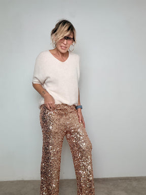 FEMALE - Pantalone Full Sparkle P18108/ ORO FEMALE 
