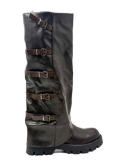 FEMALE - Stivali alti neri con fibbie  Stile grunge urbano marrone 7670A/ MARRONE FEMALE 