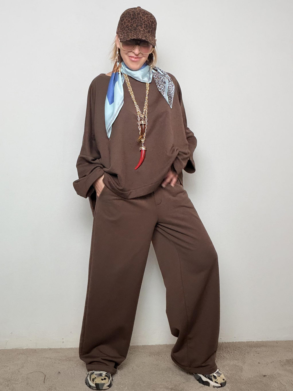 PANTALONE - Pantalone "Cacao Soft" in Punto Milano  Comfort Elegante da Mattina a Sera MARRONE A25LU408/ MORO DEJA VU 