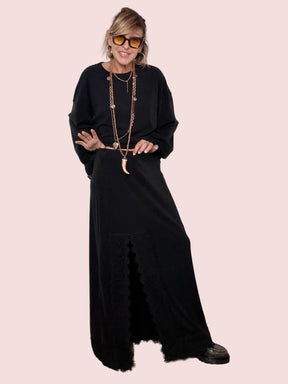 SUSY STAR - GONNA MAGLIA CON PIZZO STSS3252/ NERO SUSY STAR 