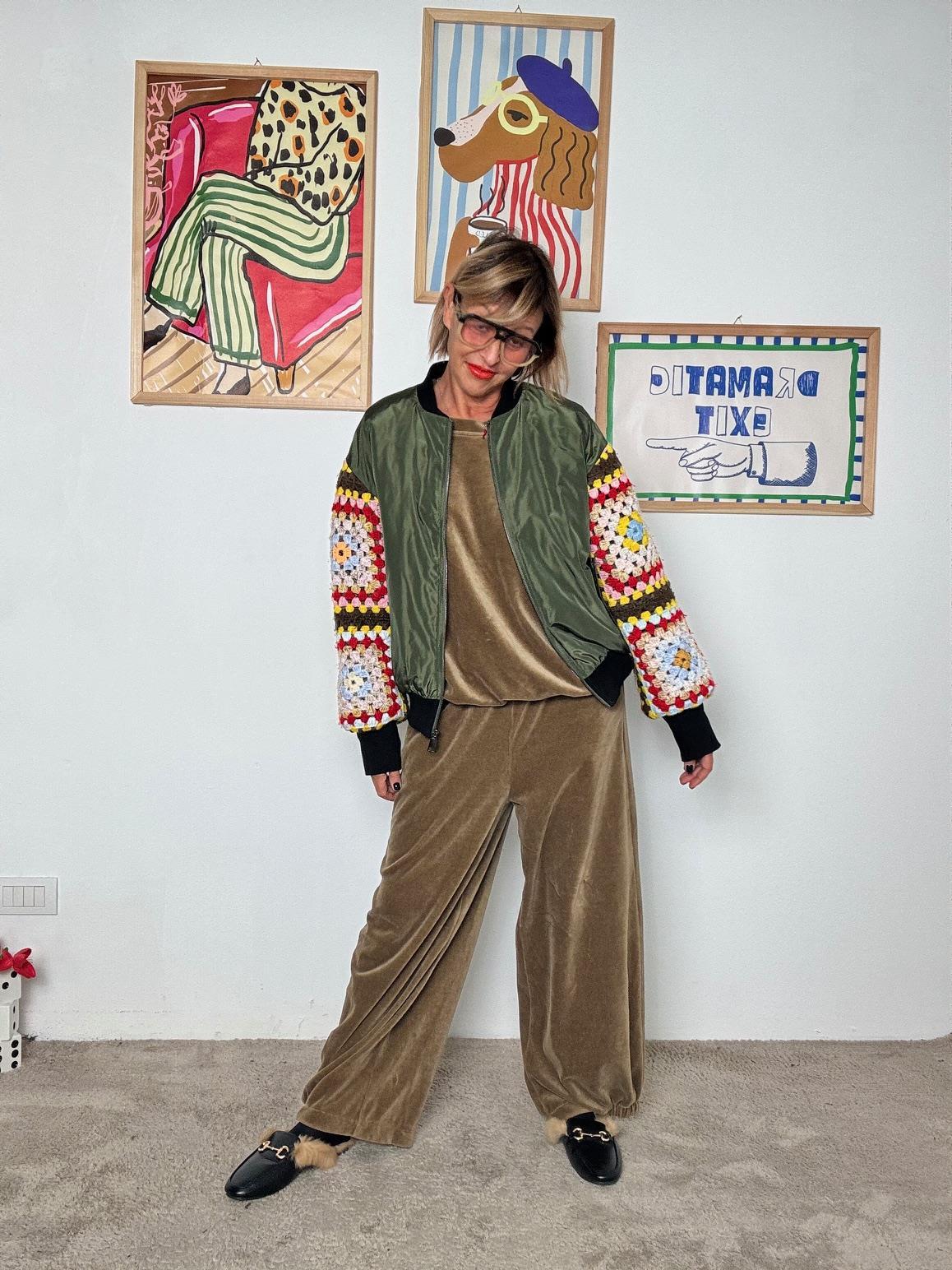 SUSY MIX - Bomber con maniche alluncinetto  Urban & Handmade Style S3069 VARIANTE 2 SUSY MIX 