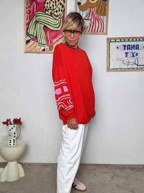 FEMALE - Felpa Oversize NYC College Mood  Comoda, Cool, Inarrestabile ROSSO R51093/ ROSSO FEMALE 