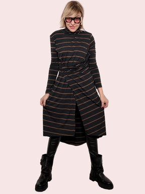 Abito midi a righe con nodo  pratico, furbo e super cool D01E0810/ GRIGIO PHILIA LOFT 