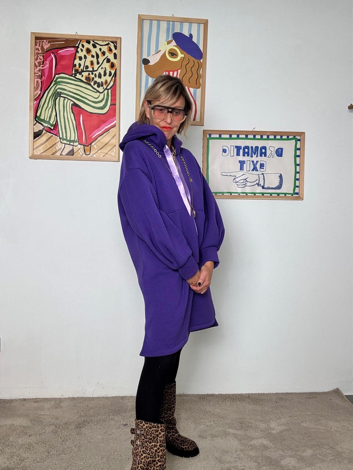 FEMALE - Abito felpa con cappuccio  Comfort & Cool Mood viola R5662/ VIOLA FEMALE 