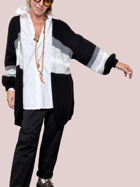 FEMALE - CARDIGAN SOFT STRIPES NERO 6505/ NERO FEMALE 