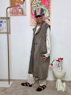 SUSY STAR - Gilet Lungo Effetto Denim  Spirito Urban, Anima Creativa ST3065/ MARMORIZZATO SUSY STAR 