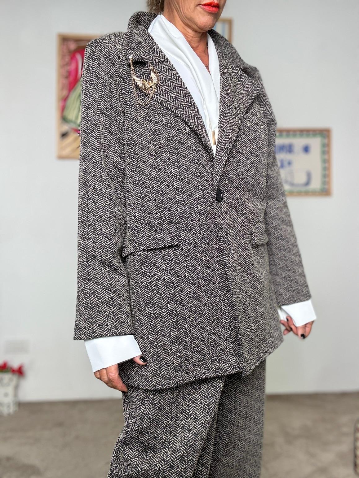 SUSY STAR - Giacca Doppiopetto Principe di Galles STS7294/ NERO SUSY STAR 