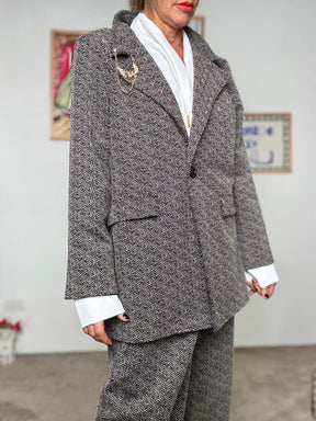 SUSY STAR - Giacca Doppiopetto Principe di Galles STS7294/ NERO SUSY STAR 