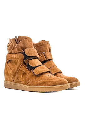 Sneaker con Zeppa in Camoscio  Color Caramello MATILDA/ CUOIO DIVINE FOLLIE 