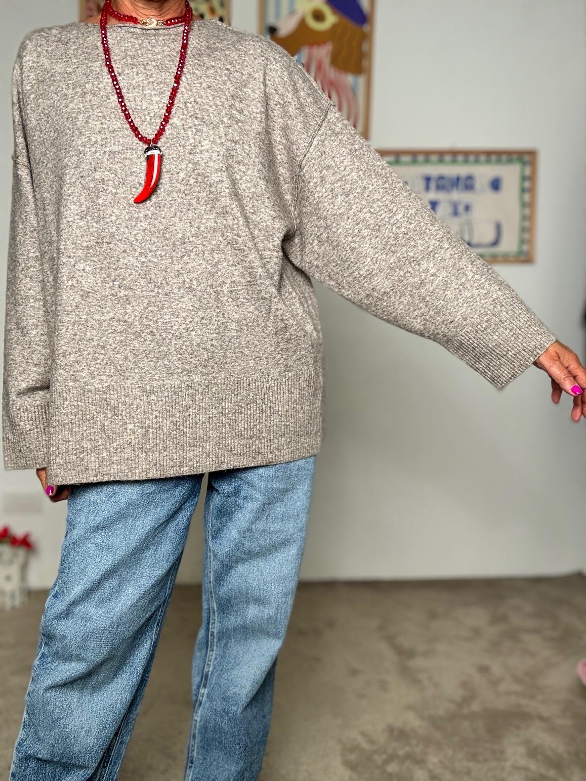 DEJA VU - Maglia donna  basic e versatile TAUPE A25IL405/ TAUPE DEJA VU 